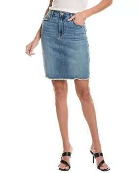 7 For All Mankind Юбка-карандаш с потертым краем, синий