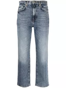 7 For All Mankind прямые джинсы с нашивкой-логотипом, синий
