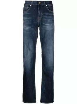 7 For All Mankind прямые джинсы с эффектом потертости, синий