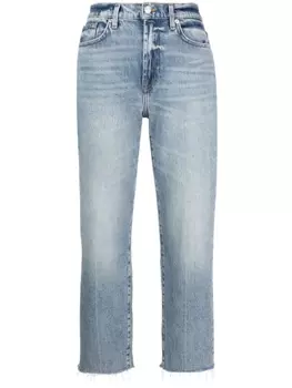 7 For All Mankind укороченные джинсы Logan с бахромой, синий