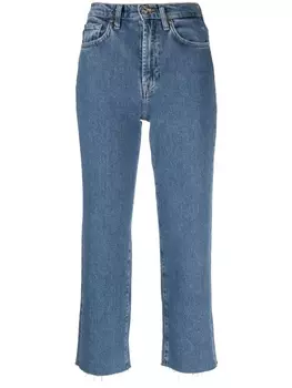 7 For All Mankind укороченные джинсы с бахромой, синий