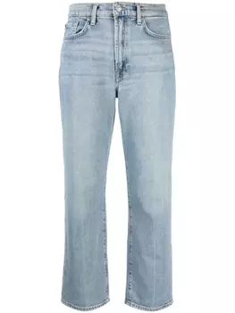 7 For All Mankind укороченные джинсы с эффектом потертости, синий