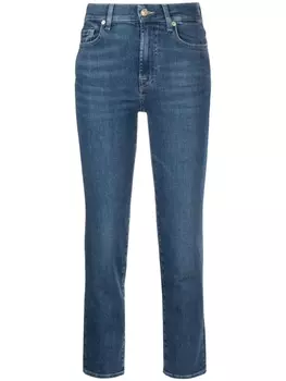 7 For All Mankind укороченные джинсы Slim Illusion Saturday прямого кроя, синий