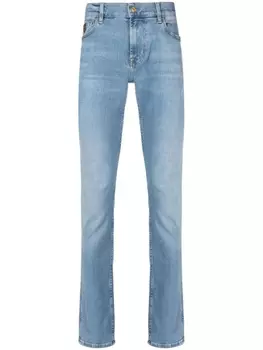 7 For All Mankind узкие джинсы с эффектом потертости и логотипом, синий