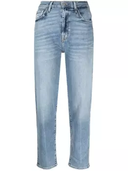 7 For All Mankind зауженные джинсы с нашивкой-логотипом, синий