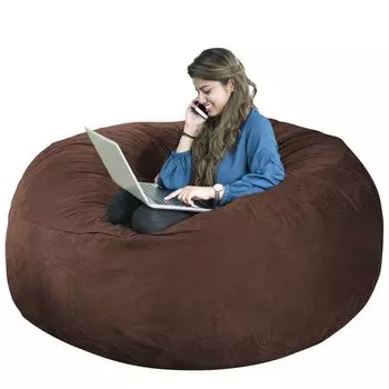 (7 футов, красный) Чехол на кресло-мешокПодушка для кресла, многофункциональная сумка-мешок (только чехол, без наполнителя) ele eleoption, коричневый