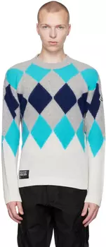 7 Moncler FRGMT Хироши Фудзивара Синий и Серый Свитер Moncler Genius