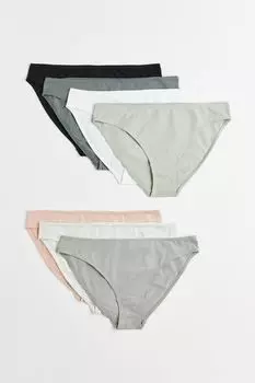 7 пар хлопковых трусов-бикини H&amp;M, серый/светло-розовый/черный