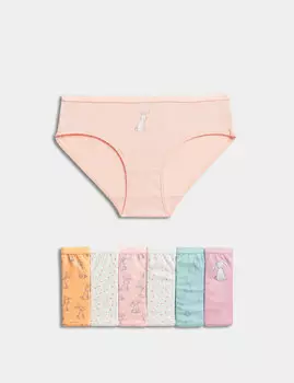 7 пар трусиков с кроликом и пятнышками из чистого хлопка (2–12 лет) Marks & Spencer, мульти