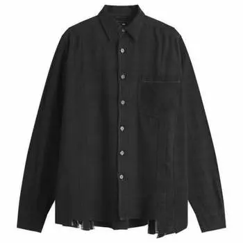 7 разрезов широкая рубашка из окрашенной фланели Needles, черный