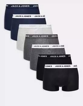 7 трусов Jack & Jones серого, темно-синего и черного цветов