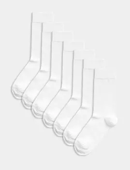 7 упаковок прохладных и свежих носков из хлопка Marks & Spencer, белый
