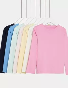 7 упаковок топов из чистого хлопка Marks & Spencer, разноцветный