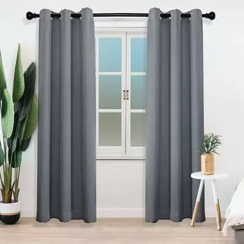 7MAGIC Непрозрачные шторы с люверсами, 260 г/м Тяжелые плотные шторы Светонепроницаемые серые В x Ш 245 x 140 см (2 шт. в упаковке), серый