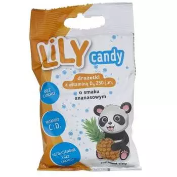 7Pharma, Lily Candy, драже с витаминами С и D, со вкусом ананаса, 40 г
