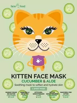 7th Heaven, Kitten Face Mask успокаивающая тканевая маска Огурец и Алоэ 1 шт.