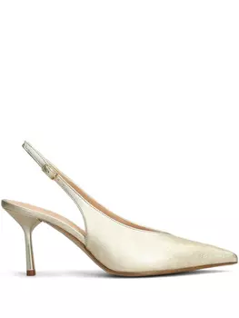 80-миллиметровые металлические туфли-лодочки с открытой пяткой The Seller, золотой