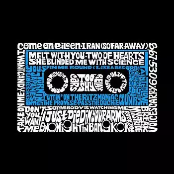 80s One Hit Wonders — мужская толстовка с капюшоном и принтом Word Art LA Pop Art, серый