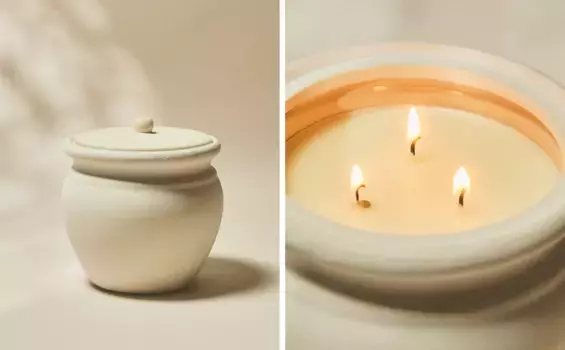 (820 г) ароматическая свеча «Чистый цветок» Zara Home, зеленый / белый