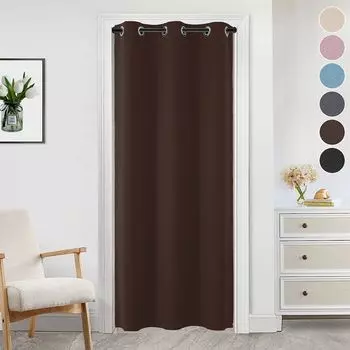 86x203см Розовая затемняющая термозанавеска для двери Простая дверная занавеска с петлями easy home, коричневый