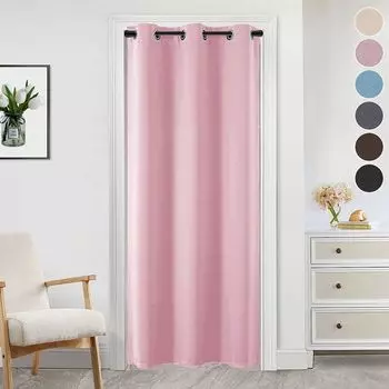 86x203см Синяя затемненная термозанавеска для двери Простая дверная занавеска с петлями easy home, розовый