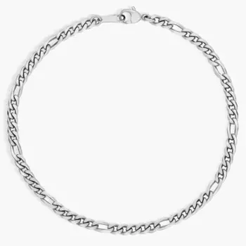 8-дюймовый мужской плоский браслет-цепочка Figaro из платины (3,2 мм) Blue Nile
