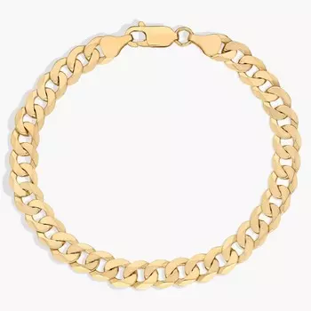 8-дюймовый плоский скошенный браслет-цепочка из желтого золота 14 карат (7,25 мм) Blue Nile