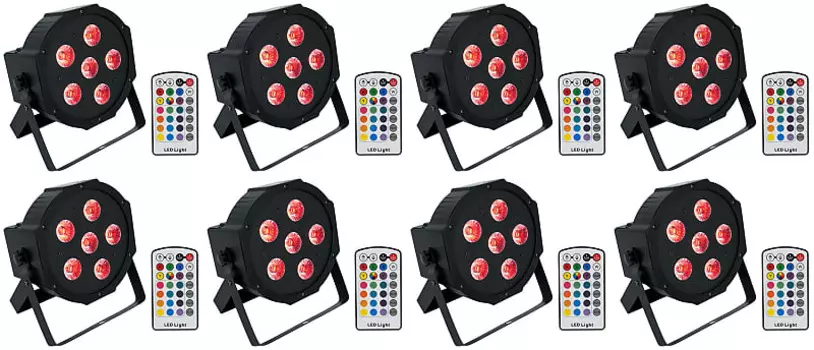 Аккумуляторная батарея 8 Rockville Battery PAR 6RF RGBWA + УФ беспроводная DMX-лампа + RF-пульты 8 Battery PAR 6RF
