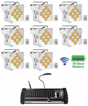 Комплект Rockville Best PAR 60 Battery Wash Lights DMX + 384-канальный контроллер 8 Best PAR 60 White + Rockforce W4