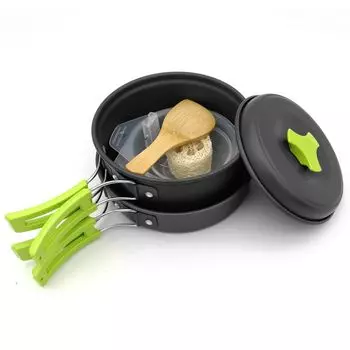 8 шт. Набор для измерения посуды для кемпинга Оборудование для кемпинга Оборудование для приготовления пищи с антипригарным покрытием Легкий штабелируемый зеленый цвет ele eleoption