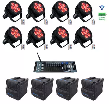 Водонепроницаемые фонари Rockville BEST PAR H2O + сумки + беспроводной контроллер DMX (8) BEST PAR H2O+(4) RLB40+ROCKFORCE W2