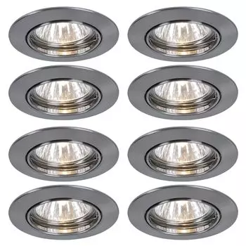 8x светодиодных встраиваемых точечных светильников, круглые, серебристые, 8,3 см, PREMIUM LINE etc-shop