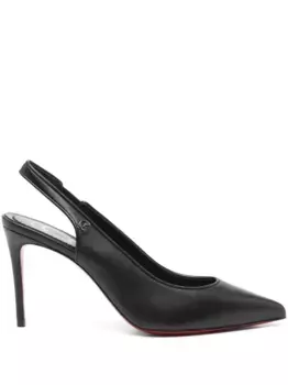 90-миллиметровые кожаные туфли с открытой пяткой Christian Louboutin, черный