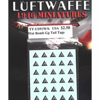 91-я бомбардировочная группа США, белое на черном - бирки на хвосте, Decals - Blue Sky
