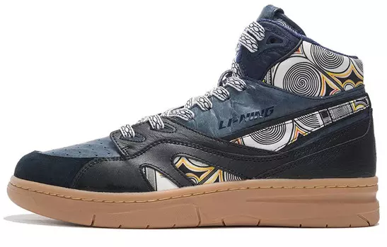 937 Кроссовки для скейтбординга мужские высокие черные/матросские синие Lining