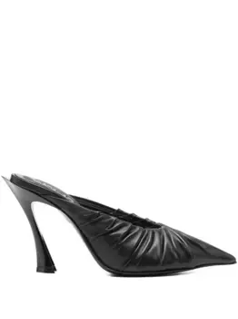 95-миллиметровые плиссированные мюли с острым носком Fang Mugler, черный