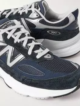 990v6 Кроссовки из замши и сетки с кожаной отделкой NEW BALANCE, темно-синий