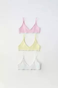 9-14 лет/набор из трех текстурных топов с цветами ZARA, розовый