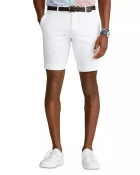 9,5-дюймовые эластичные укороченные шорты из твила Slim Fit Polo Ralph Lauren, белый