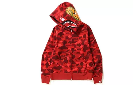A BATHING APE BAPE Color Camo Shark Hoodie на молнии с полной молнией (SS23) Фиолетовый, Красный