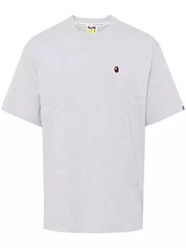 A BATHING APE футболка из хлопка с вышитым логотипом, серый