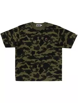 A BATHING APE футболка с вышитым логотипом, зеленый