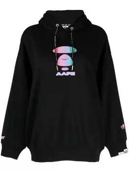 A Bathing Ape худи с кулиской и логотипом, черный