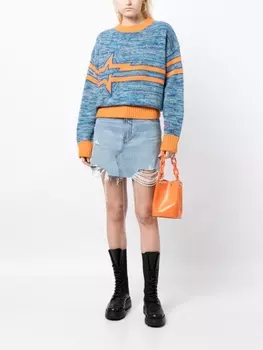 A Bathing Ape меланжевый джемпер с графичным принтом, синий