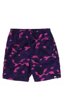 A BATHING APE плавки-шорты с камуфляжным узором, фиолетовый