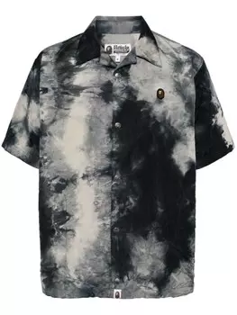 A BATHING APE рубашка с короткими рукавами и принтом тай-дай, черный