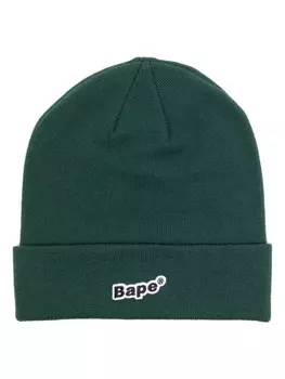 A BATHING APE шапка бини с нашивкой-логотипом, зеленый