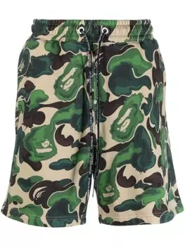 A BATHING APE спортивные шорты с принтом Art Camo, зеленый