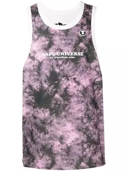 A Bathing Ape топ с принтом тай-дай и логотипом, розовый