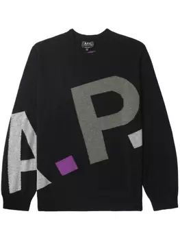 A.P.C. джемпер из шерсти мериноса с логотипом, черный
